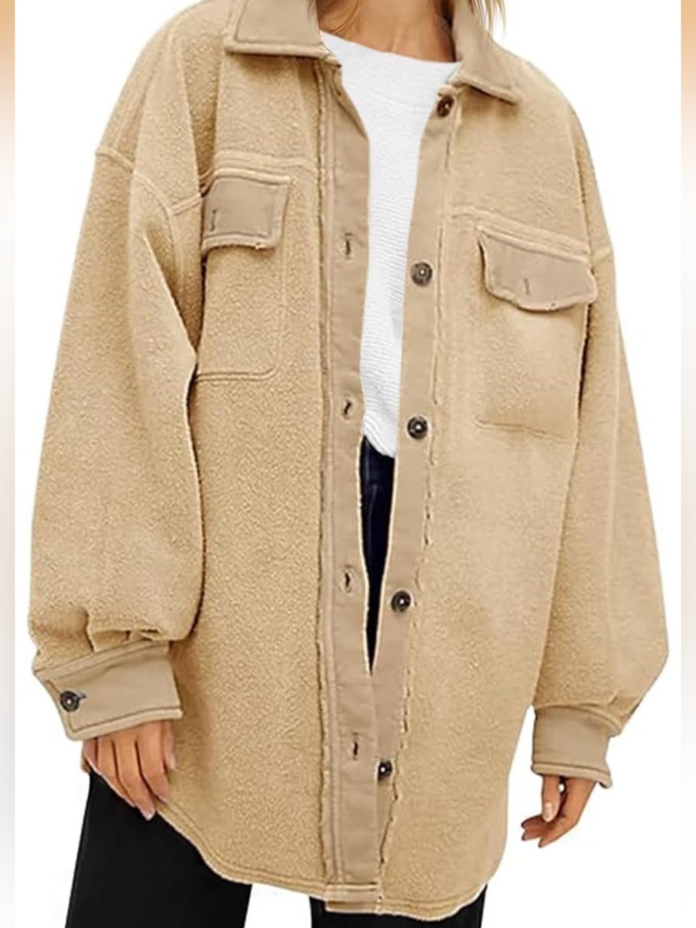 Oversized Sherpa Shacket - Camel